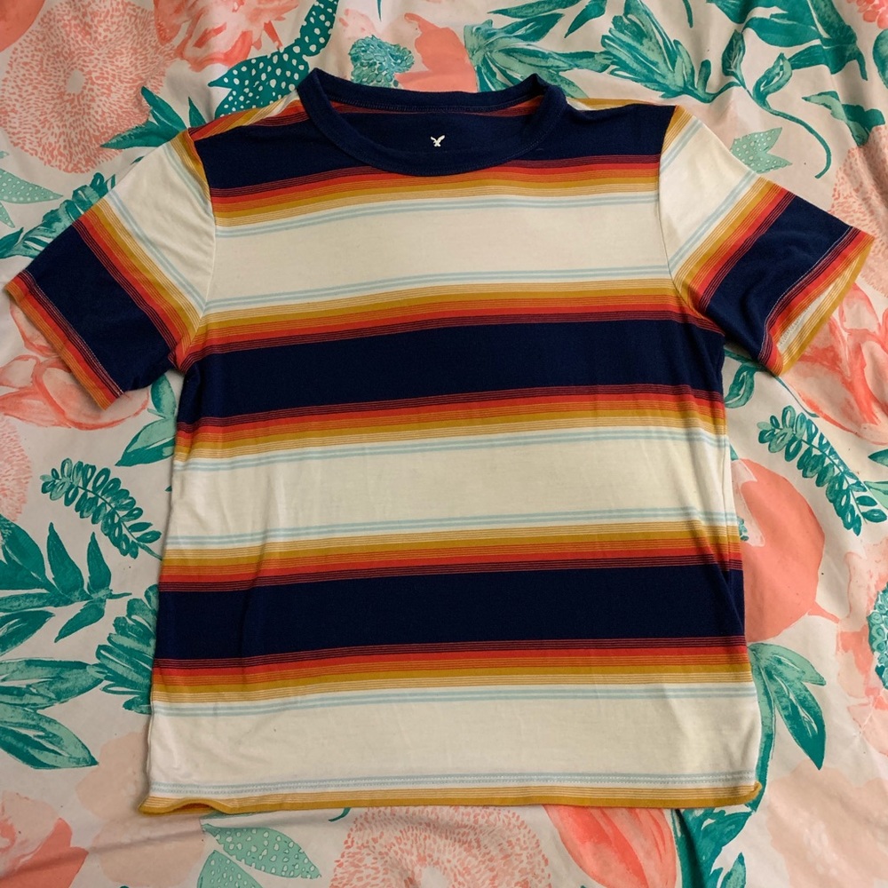 American Eagle Striped Cropped Tee